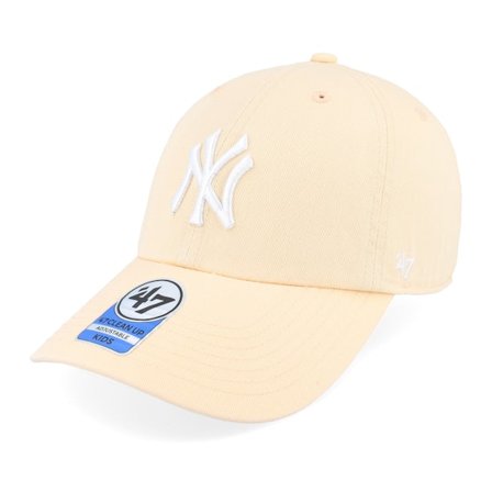 47 Brand - MLB Beige unconstructed Lippis - Kids New York Yankees Clean Up MLB Apricot Dad Cap @ Hatstore