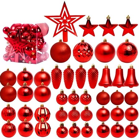 ING Julgranskulor set - 45 Julgranskulor i plast - Julgranskulor i plast - Juldekoration - Juldekoration - Hängande jul