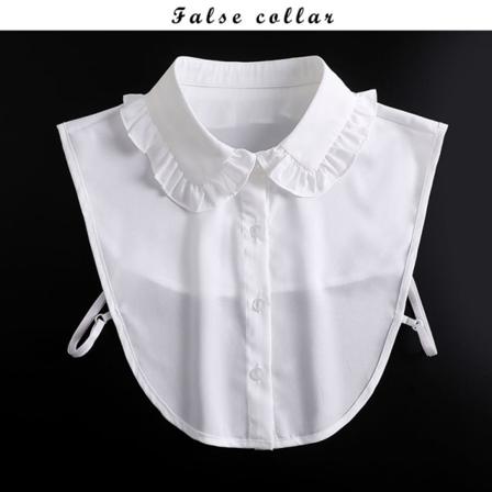 Tjej Damkrage Falskt träöra Vit chiffongskjorta Avtagbar krage Fakeskjortkrage White Lotus leaf collar