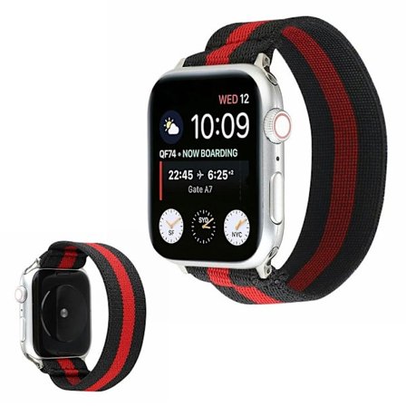 Apple Watch Series 6 / 5 40mm klæde mønster rem - Between sort is a rød Line