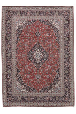 Hand Knotted Keshan Rug 246X346 Wool Dark Red/Brown Large