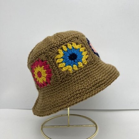 Flower Knitted Fisherman Hat Håndstrikket Hollow Flower Hat