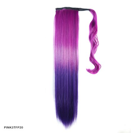 Jeedou Synthetic Straight Ponytail Extension Wrap-Around | Sini-vihreä-violetti Ombre-hiusnauha | Luonnollinen ilme ja helppo muotoilu