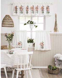 Cafégardin 3-delar Ingeborg Vit - Linea