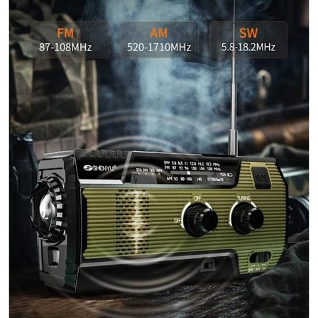 Emergency Radio Crank Radio 4000mAh with Solar & NOAA, Weather Radio with LED Flashlight and SOS