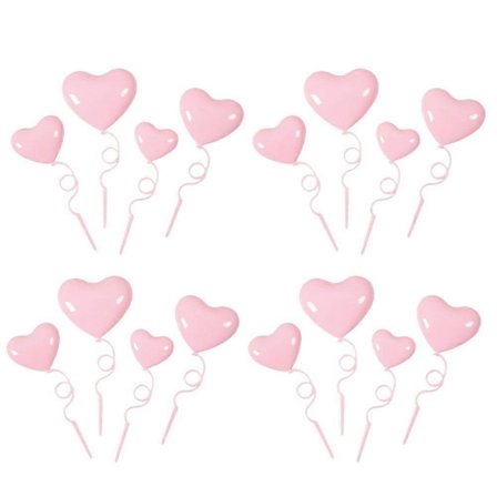 40 stk. hjerteformede balloner, kagepynt, fødselsdagskagepynt, romantisk Valentinsdag kagepynt til pigefest kagedekorationer, lys[D]
