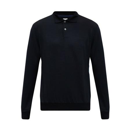 Paul Smith, Long-sleeved polo shirt Zwart, Heren, Maat:L,wol