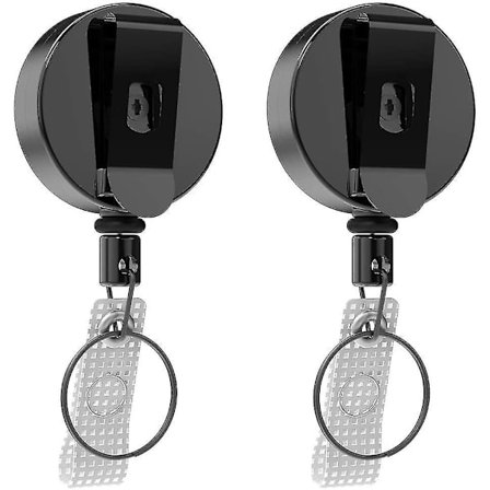 Opgraderet 2-delt udtrækkelig nøglering, kraftig udtrækkelig snor med fortykket ståltråd til nøgler, kortholder, ID-kortholder - 70 cm indtrækkelig