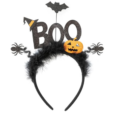 Halloween Diadem/Hårbøjle "BOO" Sort