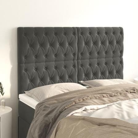 Vidaxl Huvudgavlar 4 St Mörkgrå 80x7x78/88 Cm Sammet Grå