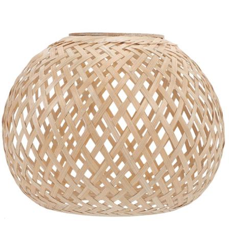 Flettet bambuslampe i landlig stil - Flettet lampeskærm - Lysekronelampeskærm (19,50 x 19,50 x 15,50 cm, som vist på billedet)