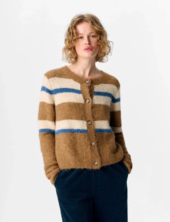 Object Objgalia L/S Re Knit Cardigan Noos - Beige - L