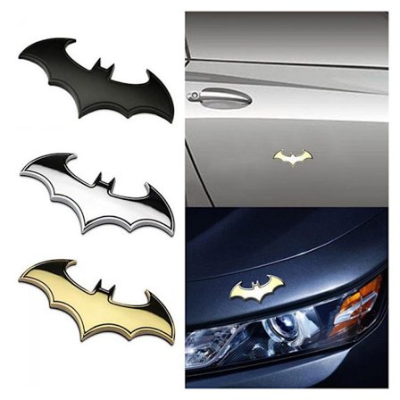 3-delt 3D metall flaggermus bil logo klistremerker Batman merke hale