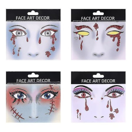 4 kpl Pelottavia Verisiä Kasvotarroja Silmätarroja Halloween-asujuhlatarvikkeet Sarjakuva Halloween-kasvotarrat