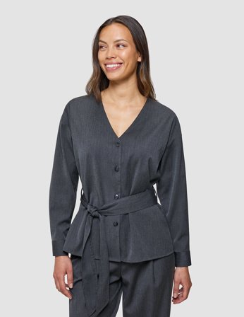 Shaping New Tomorrow - Damen - Skye Belted Overshirt - Charcoal Melange - Größe S