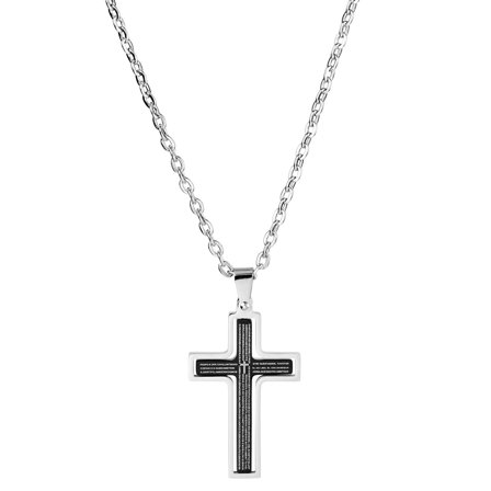 Collier à pendentif rotatif en forme de croix chrétienne pour hommes - Chaînes en acier - pour Hommes - Fort Tempus