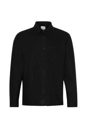 Ls Solid Silk Wool Easy Shirt Black Calvin Klein