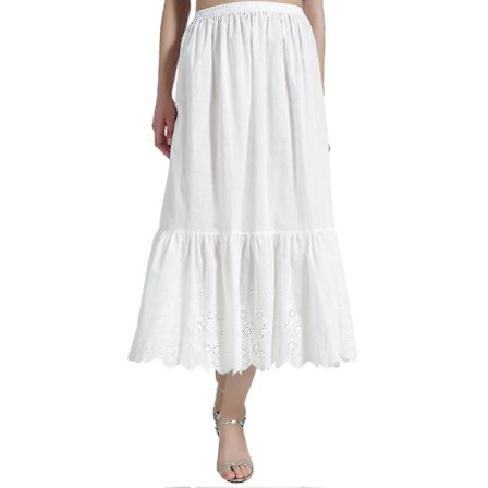 Underkjol med spetsbroderi, 100% bomull, vintage