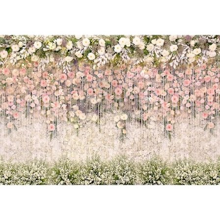 Vakker blomstervegg Rosa blomstergress Bryllup Festdekorasjon Vinyl Fotobakgrunn Stoff