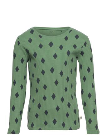 Top Basic Rib Aop Pullover Grønn Lindex