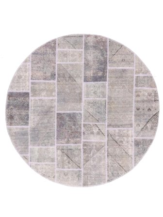 Noué À La Main Patchwork Tapis 195X195 De Laine Gris/Gris Foncé