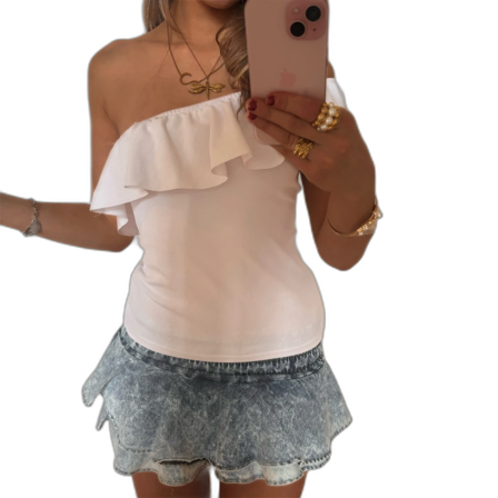 One shoulder volangtopp