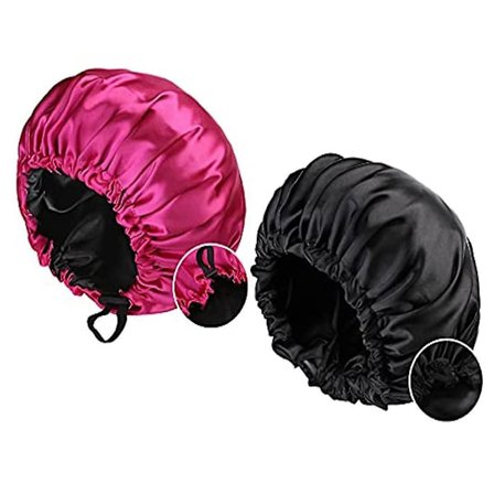 2 Pcs Satin Sleep Cap For Women Long Hair Silky Bonnet For Curly Hair Waterproof Satin Hair Cap For Sleeping Extra