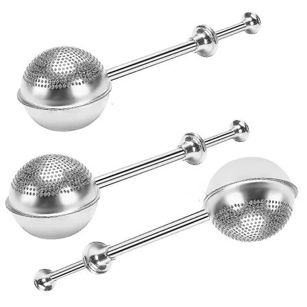 Tesil, bollformad, rostfritt stål, tekula, bollformad tryckknappstekula, sil, förpackning med