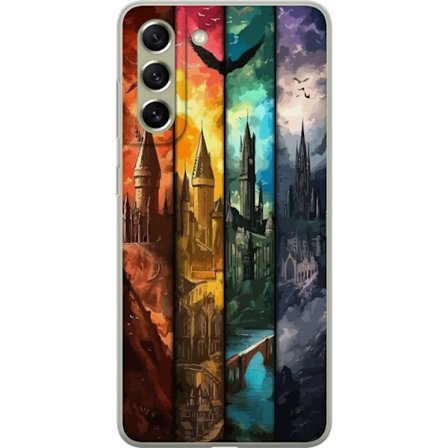 Kompatibel Mobilcover til Samsung Samsung Galaxy S21 FE 5G Fire magiske slotte i forskellige elementfarver, episk fantasykunst med ild vand luft og mÃ