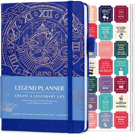 Legend Planner – Ugentlig & Månedlig Livsplanlægger til at Nå Dine Mål & Leve Lykkeligere. Organiseringsnotesbog & Produktivitetsjournal. A5
