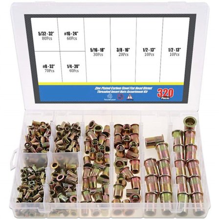 320 kpl niittimutterien valikoimasarja kierteitetyt mutterimutterit