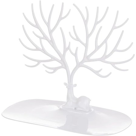 Smykkestativ hjort, gevir dekoration smykketræ, til halskæder, armbånd, ringe, øreringe, hvid