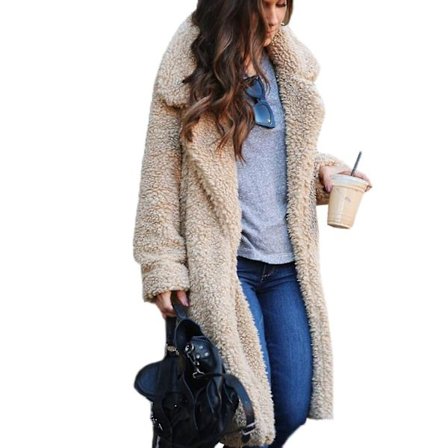 Damesjakker Teddy Bear Lang Frakke Kunstig Pels Overfrakke -ge