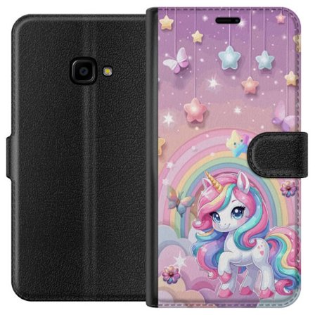 Kompatibelt Lommeboketui til Samsung Galaxy Xcover 4 Magisk enhjørning med regnbue manke, stjerner og sommerfugler mot en pastellhimmel med skyer