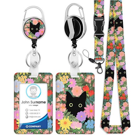 Korthållare Set med Infällbar Rulle, Anställd Bricka Clip & Korthållare Combo