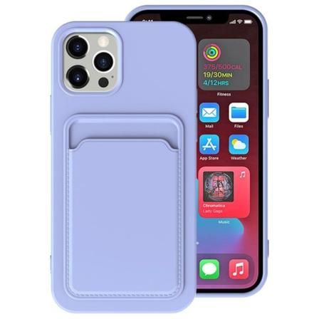 iPhone 15 Plus Mobilcover Kortholder Silikon - Lyslilla