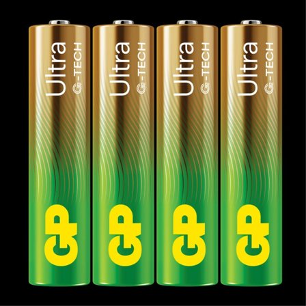 GP Ultra Alkaline Battery, Size AAA, LR03, 1.5V, 4-pack
