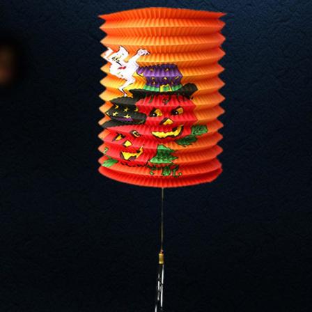 Halloween Foldbar Papirlaterne Græskar Skelet Flagermus Spøgelse Print DIY Bærbar Hængende Lysekrone Hjemme Dekoration Ornament Fest Tilbehør