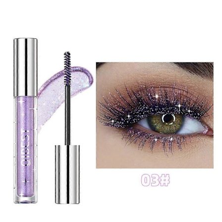 Glittermascara til øjenvipper, Sølv/Guld/Lilla Glitter Farvet Mascara, Skinnende Diamant Mascara Fortykkende og Forlængende til Meget Funklende 