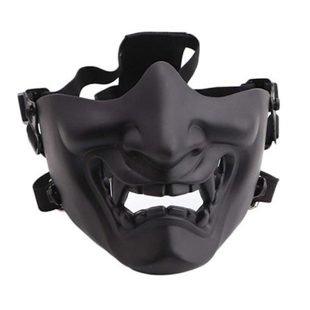 En bit svart Airsoft halv ansiktsmask, Evil Demon Monster Kabu
