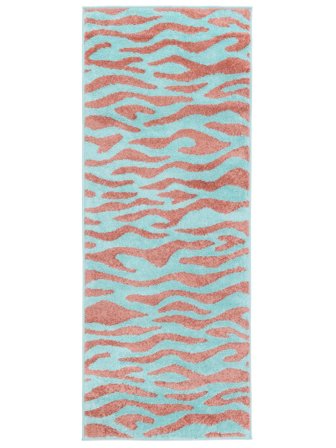 Washable Indoor/Outdoor Rug Woodcut Pink/Turquoise Runner Small Oeko-Tex
