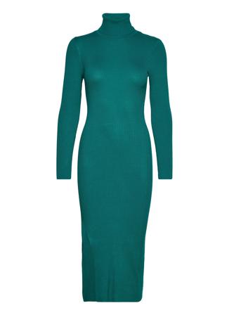 YAS Yasbiriella Ls Midi Rollneck Dress Grön