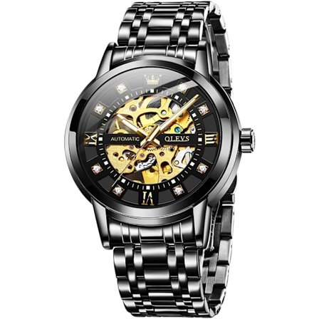 Miesten automaattikello Skeleton Diamond Luxury Mechanical Self-Winding Wristwatch Waterproof Luminous