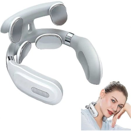 Nakkemassasje, Trådløs Bærbar Elektrisk Nakke Cervikal Pulsmassasje Med Varme, Muskel Nakkesmertelindring