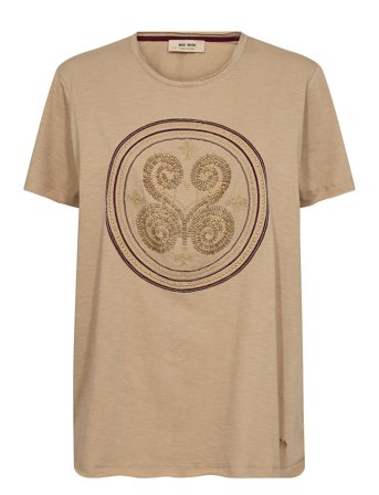 MOS MOSH Mmzano O-Ss Embroidery Tee - Beige - M