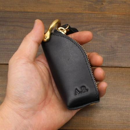 Nøkkelveske PU Skinnbøtter SVART Black