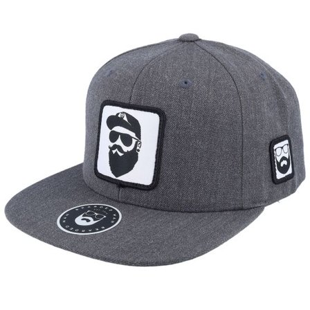 Bearded Man - Grå snapback Keps - Cap Man Woven Patch Dark Heather Grey Snapback @ Hatstore