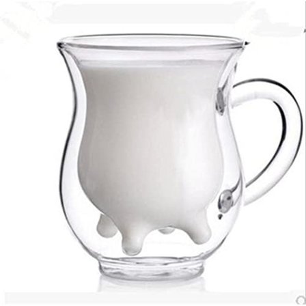 Dobbeltvegget glasskopp Søte kaffekrus Dobbeltveggede isolerte glass Klart kalvekopp Kaffe kopp