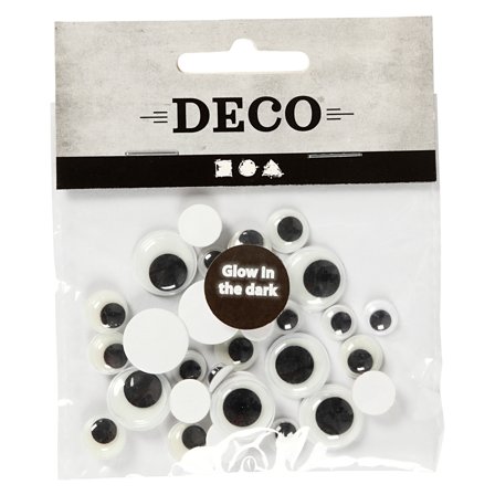 Creativ Company Googly Eyes Glow-in-the-dark 30-pack itseliimautuvat silmät