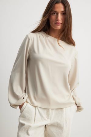 NA-KD Chemisier drapé à manches ballon - Blouses - OffBlanc - EU 36